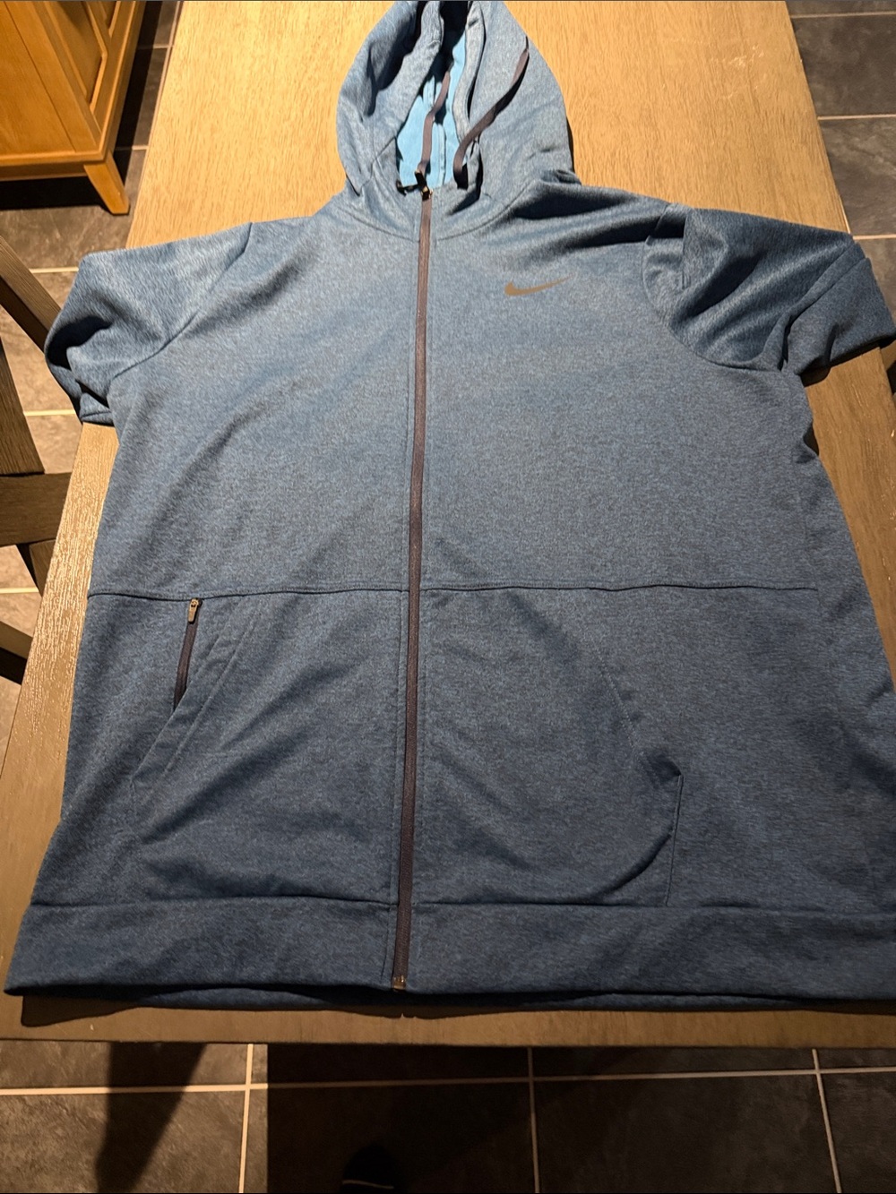 Nike Men's Heather Blue Full-Zip Hooded Shirt Jacket